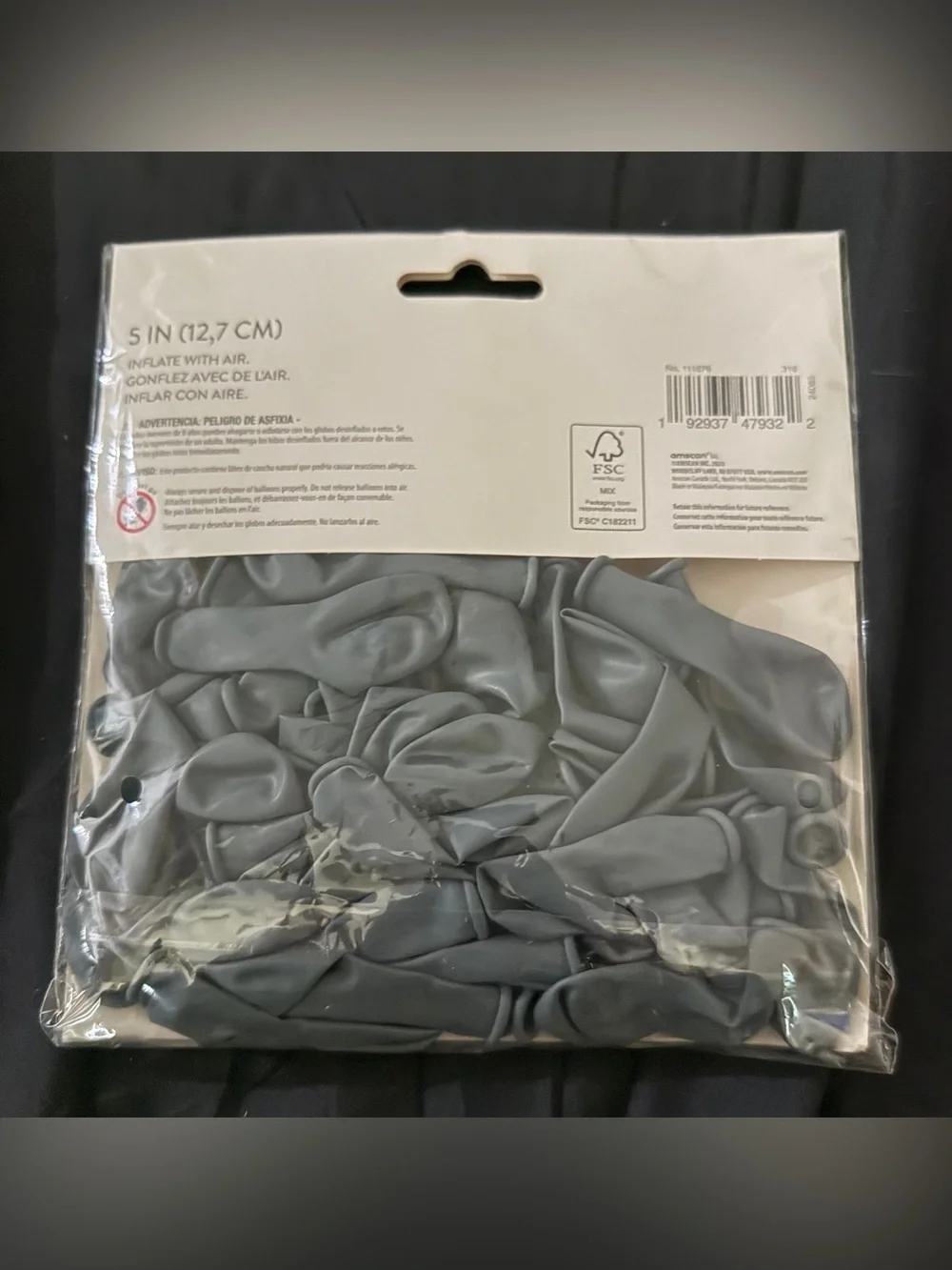5” Gray Premium Balloon Pack - 50 Count- Air Fill- Small Balloons